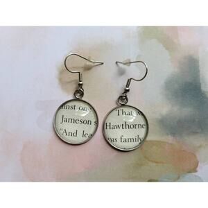 Jameson Hawthorne pendant earrings made with The Inheritance Games book pages